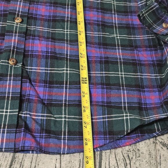 Brooks Bros Shirt Mens M Purple Green Plaid Regent Flannel Cotton Lightweight - Picture 5 of 6